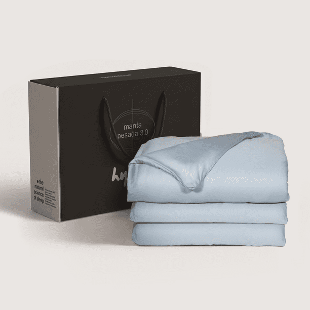 Manta Pesada 3.0 + Funda 100% Bambú | 1 Plaza | 5 Kg | Celeste | Hypnos