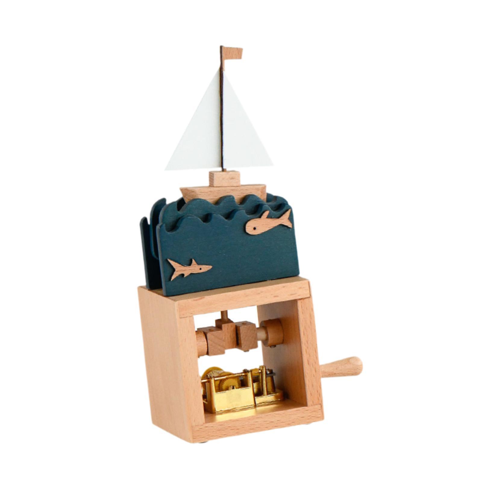 Magideal - Caja De Música Con Manivela, Caja Musical De Madera, Adornos Decorativos Coleccionables Novedosos Y Únicos Para Amigos, Amantes, Familiares Y Colegas, Bote