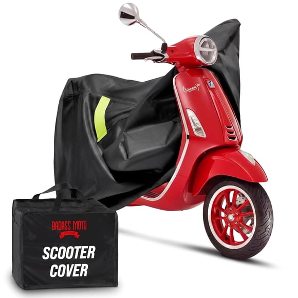 Badass Moto Funda Impermeable para Scooter y Ciclomotor – Compatible con Vespa, Honda y Más, Negra