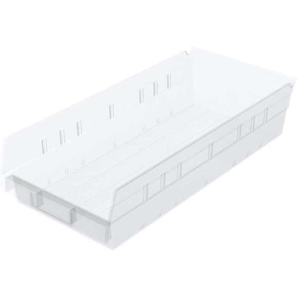 Akro-Mils 30158 Contenedores de Plástico Resistente para Estantes, 45,7 × 20,3 × 10,2 cm, Transparentes, Pack de 12
