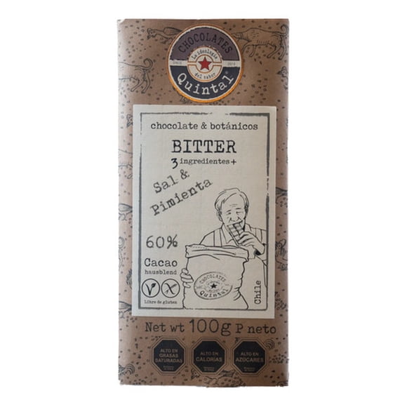 Chocolate Bitter Sal Y Pimienta (60% Cacao) 100g - Quintal