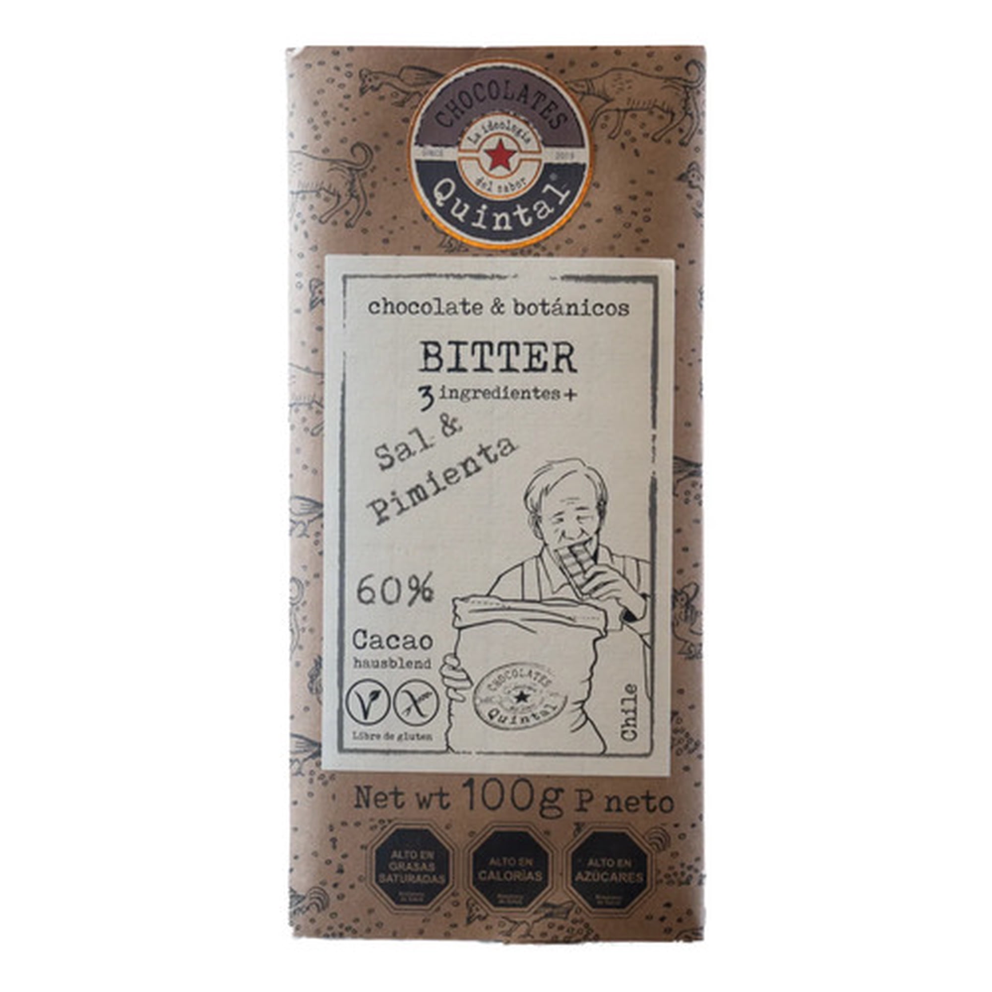 Chocolate Bitter Sal Y Pimienta (60% Cacao) 100g - Quintal