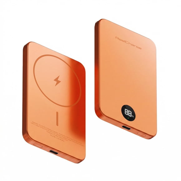 Batería externa ReelCharge 5000 mAh Qi2 inalámbrica naranja