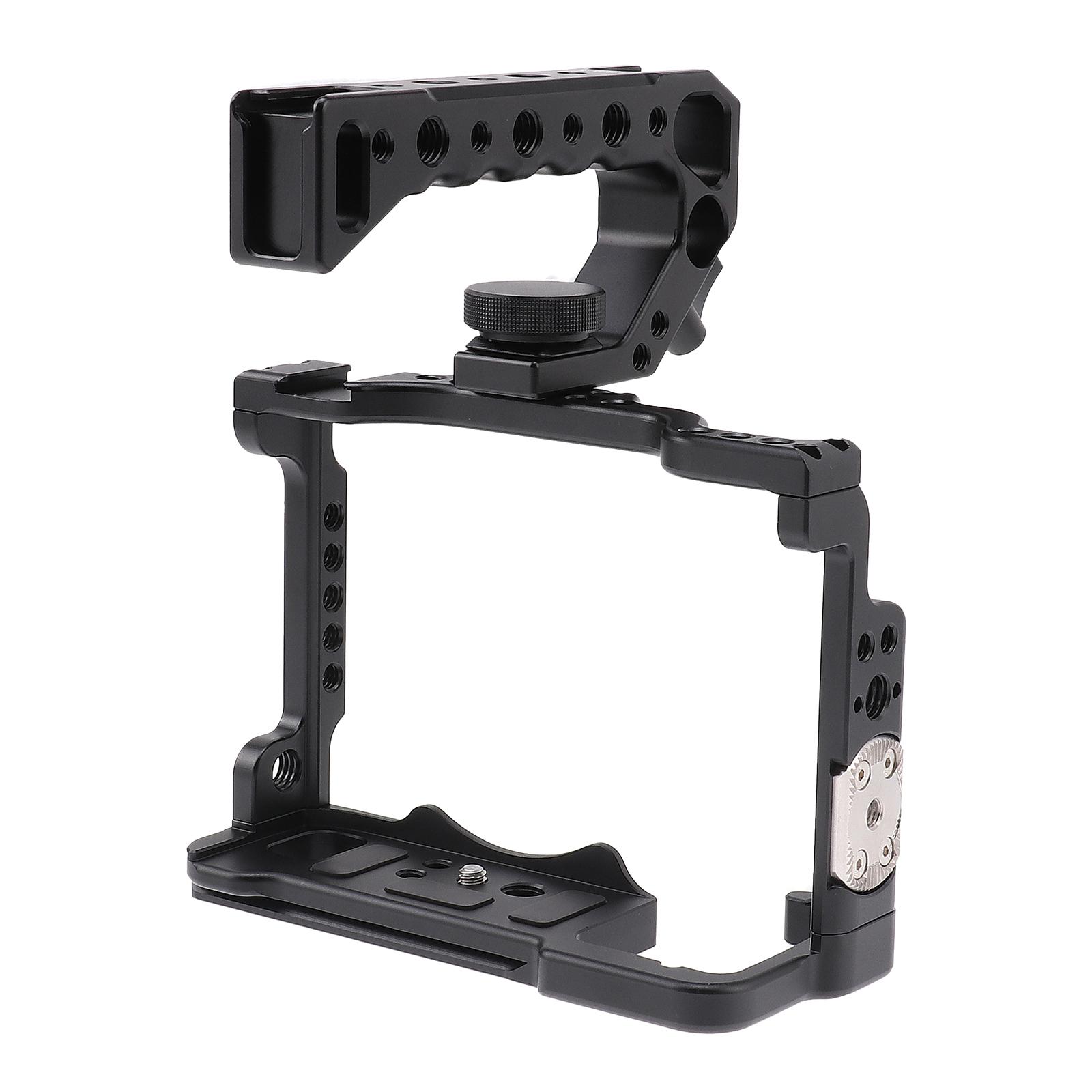 Magideal - Jaula De Cámara, Anti-, Soporte De Extensión, Con Orificio De Tornillo De 1/4 ""3/8"", Aleación De Aluminio Para Accesorios A7M4 Vlogging Video Fácil De Jaula Con Asa