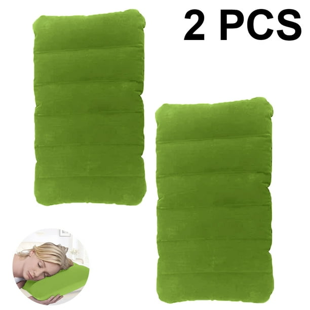 Almohada inflable, paquete de 2, compresible, cómoda, inflable, flocada, para siestas, soporte ergonómico para cuello y zona lumbar, ideal para camping, oficina, viajes, coche, vuelo.