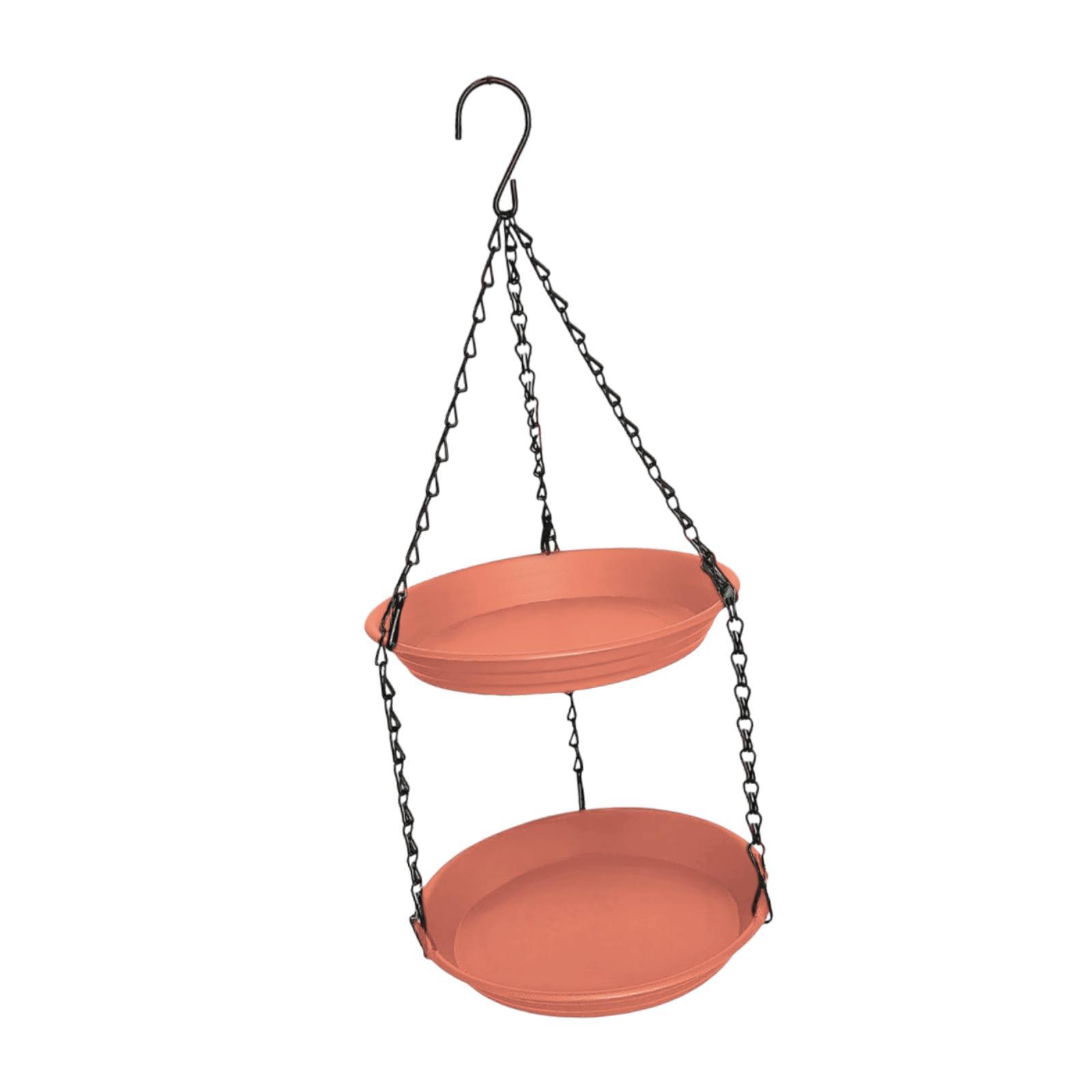 Magideal - Alimentador De Pájaros Para Colgar La Decoración Del Jardín Del Jardín Al Aire Libre Con Terraza De Jardín De Placa Doble En El Exterior Ligeramente P Marrón Rojo