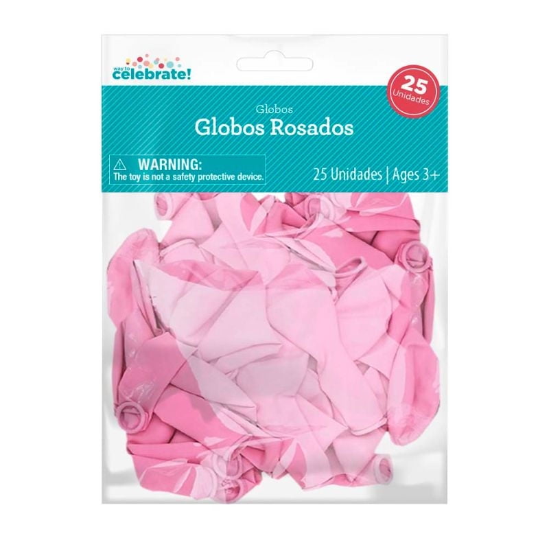 Set 25 Globos De Látex Color Rosado Way to celebrate