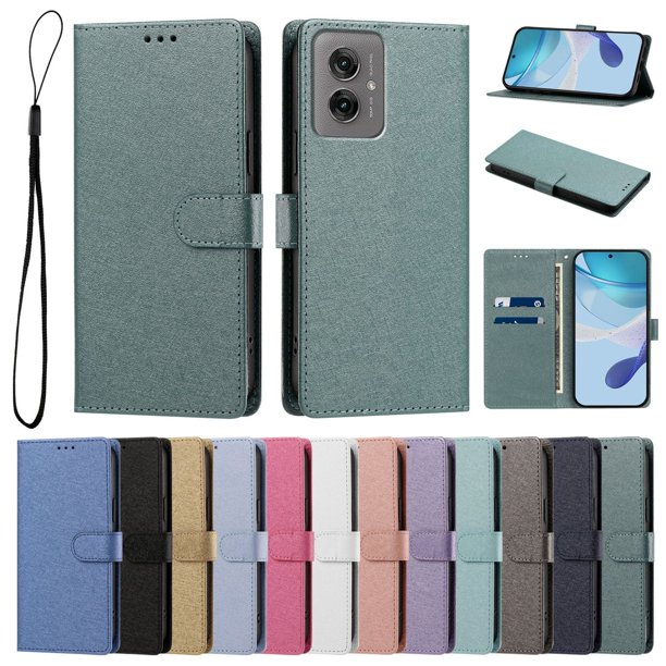 Cartera Funda para Motorola Moto G55 Carga Inalámbrica, Verde Oscuro