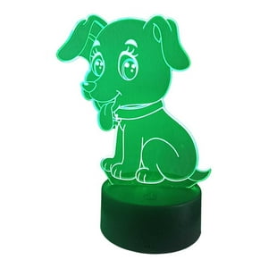 Lelumania - Lampara Ilusion 3D Cachorro De 7 Colores, Base Touch