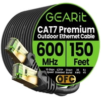 Cable Ethernet Gearit Cat7 Para Exteriores, 150 Pies, Sftp, 10 Gbps, Resistente Al Agua