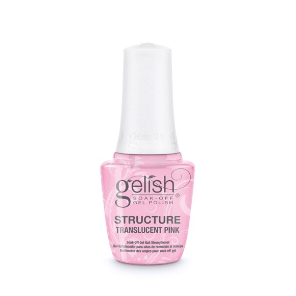 Brocha Structure Gel Gelish sobre autonivelante rosa translúcido