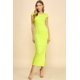thumbnail image 1 of Vestido Largo de Canalé con Cuello Redondo, Mangas Cortas y Forro, 1 of 4
