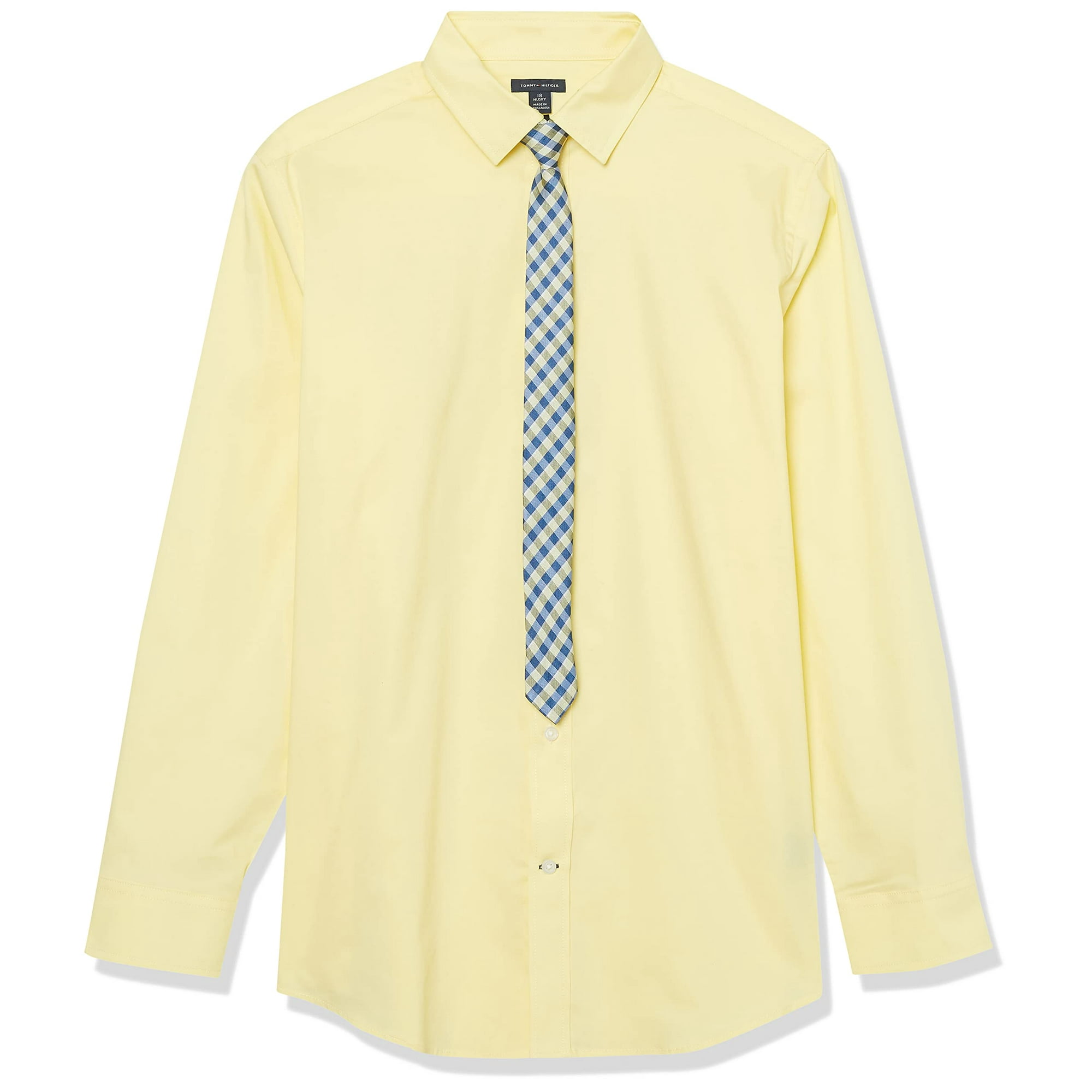 Tommy Hilfiger - Camisa Para Niños De Manga Larga Con Corbata Recta 8 Husky