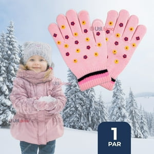 Line - Guantes 14Cm Lana Acrílica Niña Estampado Flores Colores Surtidos