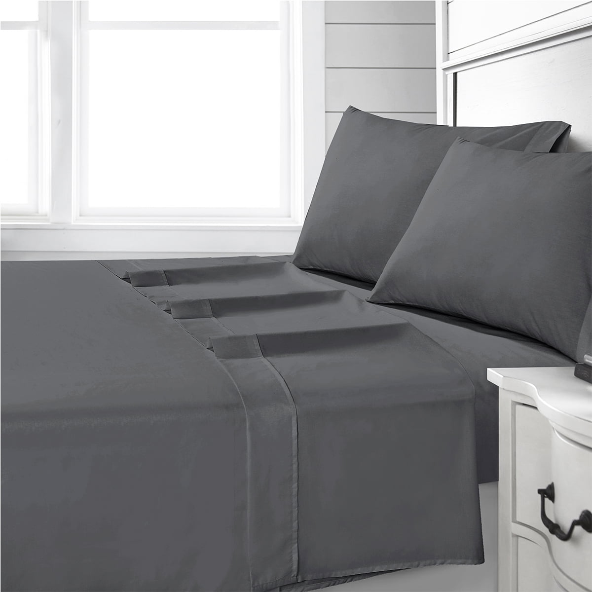 Sabanas Andes 180 Hilos Lisa Gris 2 Plazas