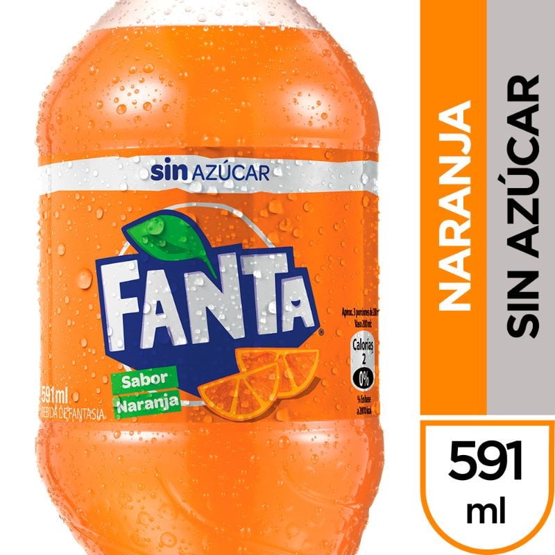 Bebida Naranja Sin Azúcar Botella 591 ml Fanta