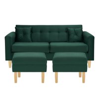 Bodevir - Sofa New Retro 3C + 2 Pouf Felpa 05 Verde Botella