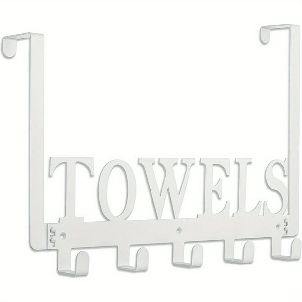 Maximize Your Space with Our Rustproof and Waterproof Over The Door Rack! Keep Your Bathroom, Bedroom, and Kitchen Organized with 5 Hooks and a Multifunctional Decorative Hanging Shelf. Easy to Instal
