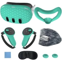 Genérico - Vr Accesorios Set Para Meta Quest 3, Cubierta Protectora Para La Cara, Empuñaduras Para El Mando, Cubierta Para Los Auriculares, Protector Para La Lente Y Cubierta Para La Carcasa - Verde