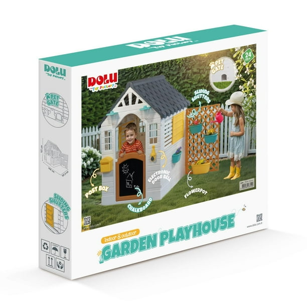 Casa de juego blanca rgris con valla 127 Dolu blanco