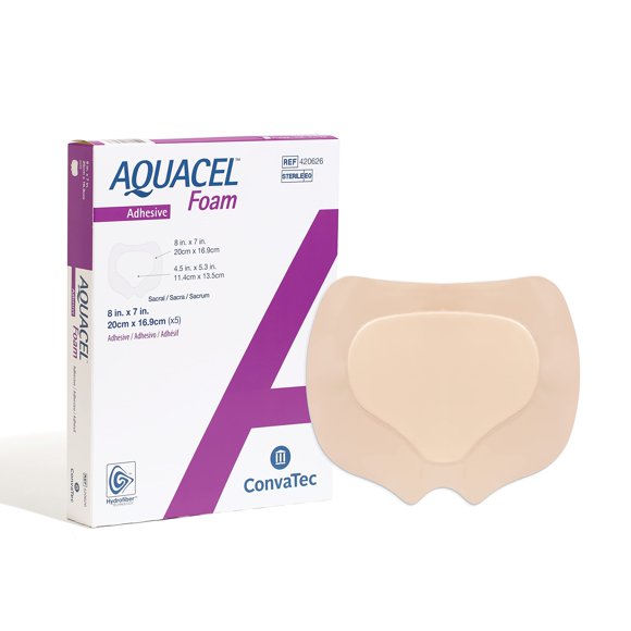 Apósito para heridas ConvaTec AQUACEL Foam 8x7 Sacral, caja de 5 unidades