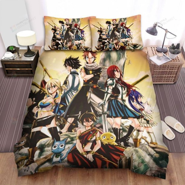 Fairy Tail Characters In Battle Quilt Duvet Cover Set Children3-Piece Bedding Set