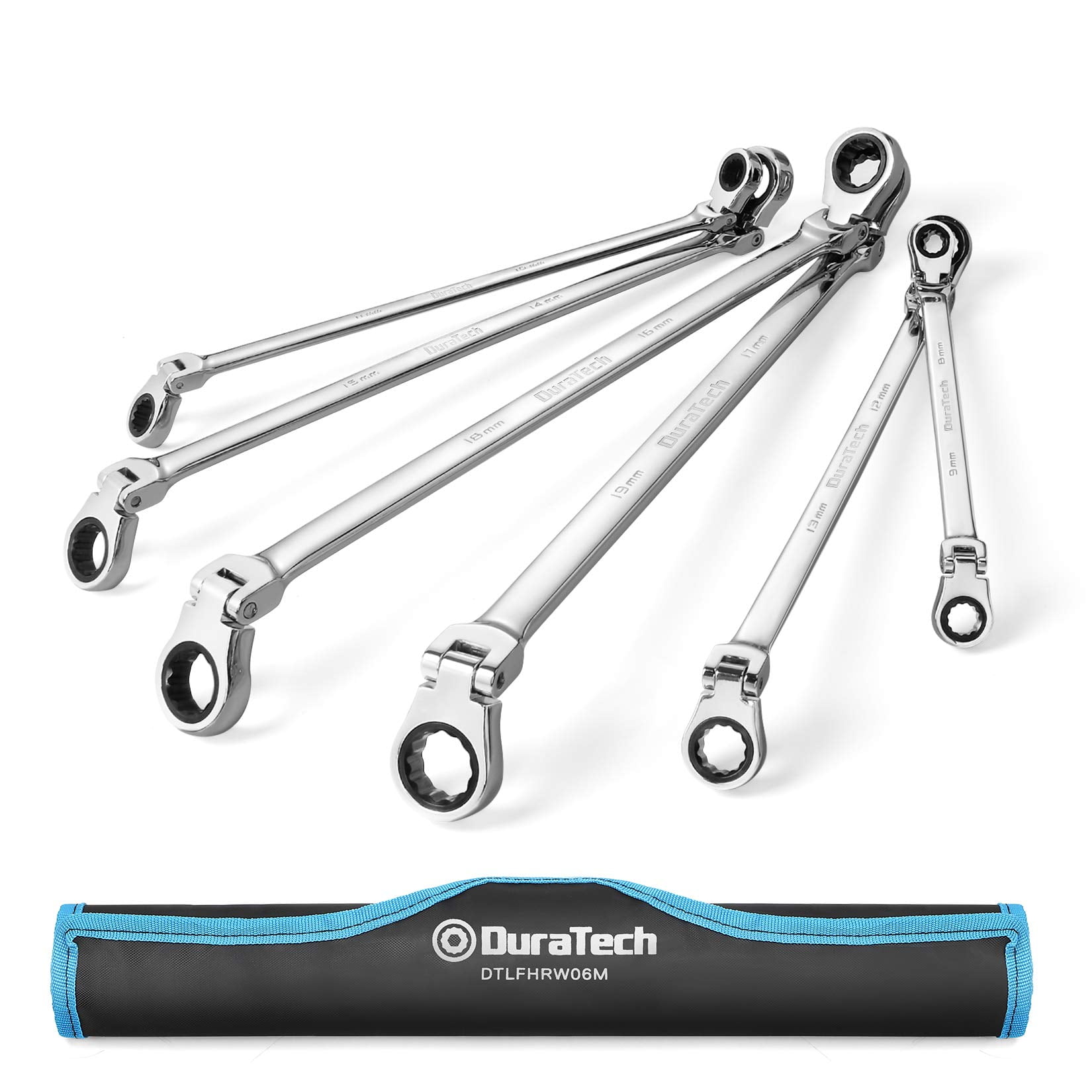 Juego De Llaves Duratech, Extralargas, Con Cabeza Flexible, 6 Unidades, 8-19 Mm