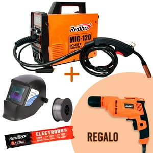 Redbo - Pack Mig 120 + Alambre Flux + Electrodo + Mascara De Soldar Fotosensible+ Taladro De Regalo!!!!