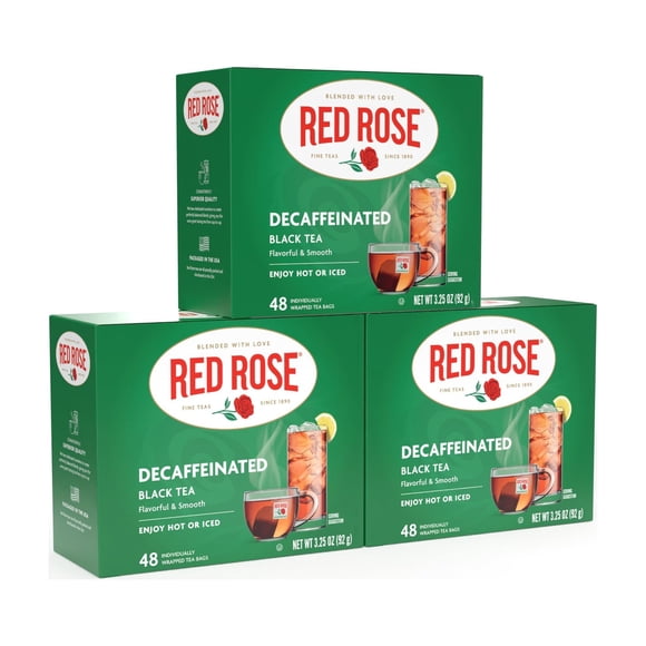 Té Negro Descafeinado Red Rose 48 bolsas – Pack de 3