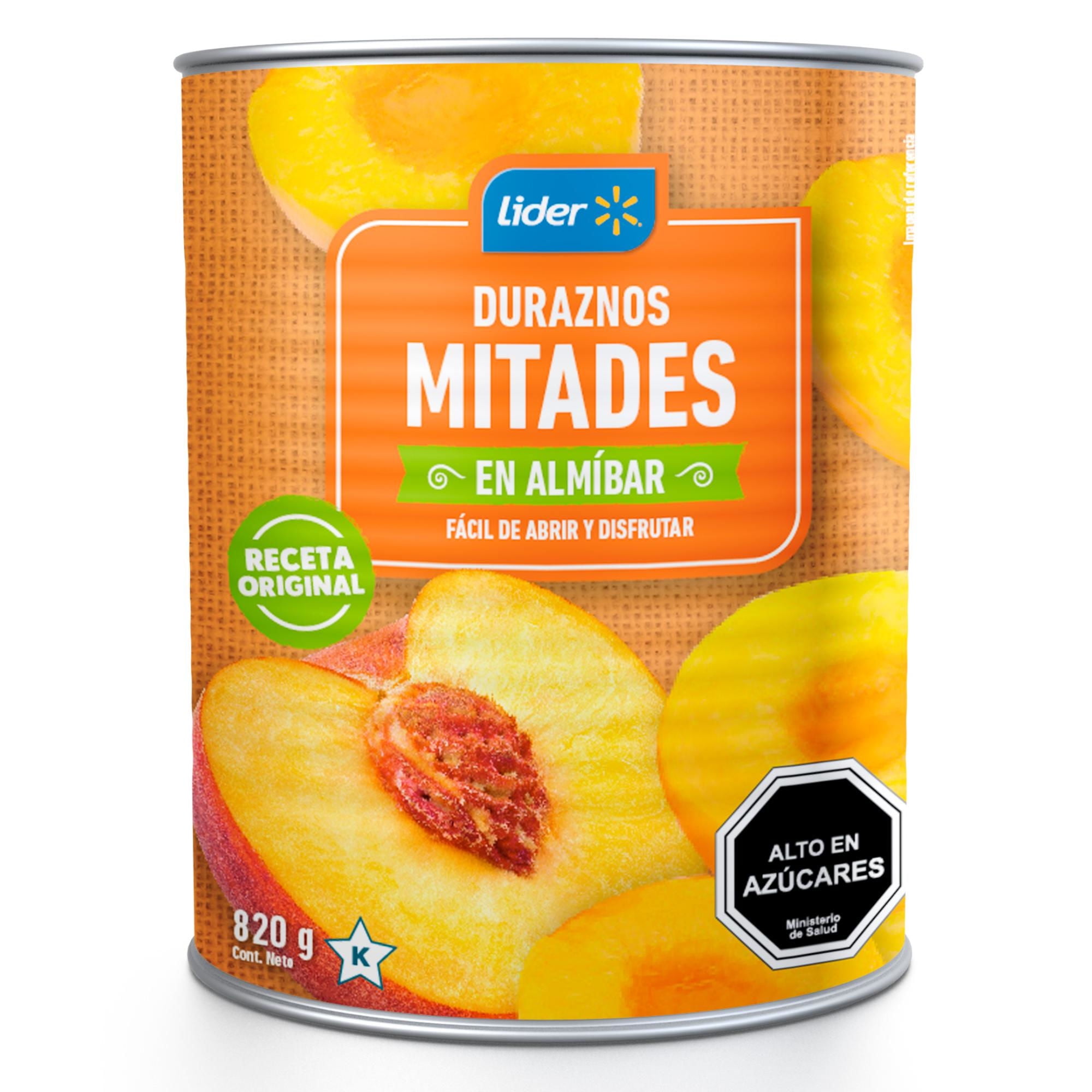 Duraznos En Mitades Tarro Drenado 480 g- Neto 820 g Lider