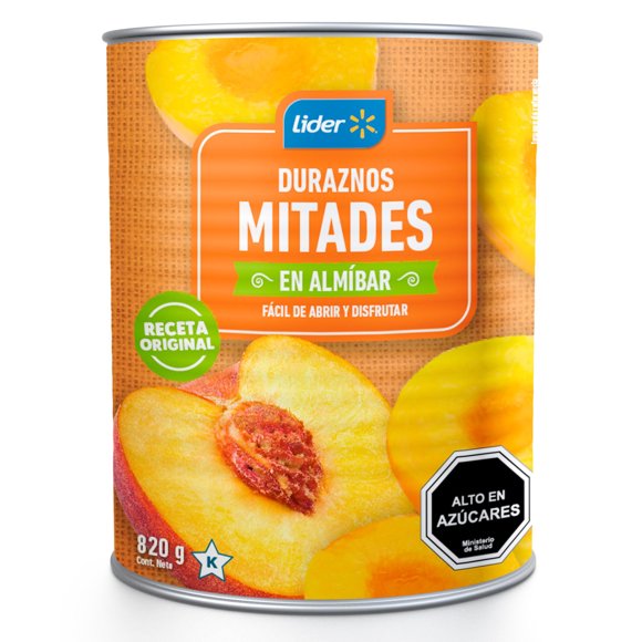 Duraznos en Mitades Tarro, Drenado 480 g- Neto 820 g