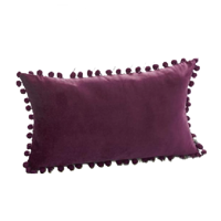 Genérico - Pack De 2 Fundas De Cojín Terciopelo Con Pompones 30X50 Cm Morado