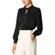 thumbnail image 2 of INSPIRE CHIC Blusa de Mujer con Cuello Alto, Plisada, Botón de Ojal, Talla M, Color Negro, 2 of 7