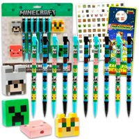 Set De 10 Lápices Mecánicos Minecraft Con Gomas De Borrar