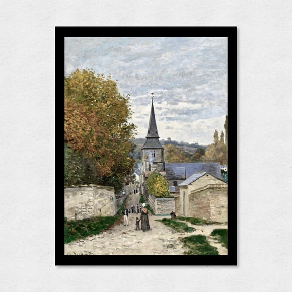 Cuadro Decorativo 35x45 Paisaje Calle Iglesia Pueblo Monet