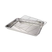 Magideal - Bandeja Para Hornear Bandeja Para Hornear Con Rejilla De Alambre Placa Portátil Bandeja Para Hornear De Acero Inoxidable Reutilizable Bandeja Para Hor 32 Cm X 22 Cm X 48 Cm