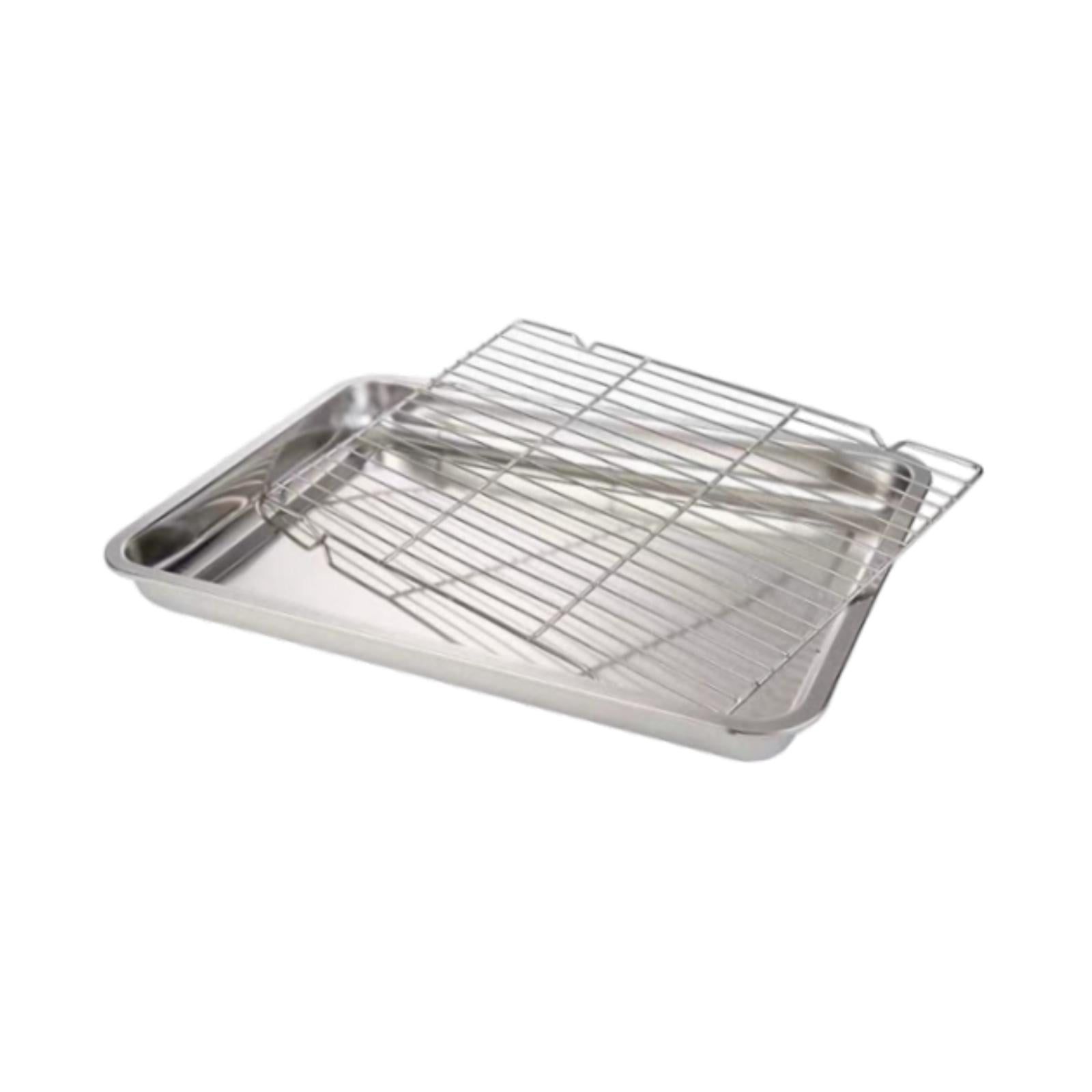 Magideal - Bandeja Para Hornear Bandeja Para Hornear Con Rejilla De Alambre Placa Portátil Bandeja Para Hornear De Acero Inoxidable Reutilizable Bandeja Para Hor 32 Cm X 22 Cm X 48 Cm