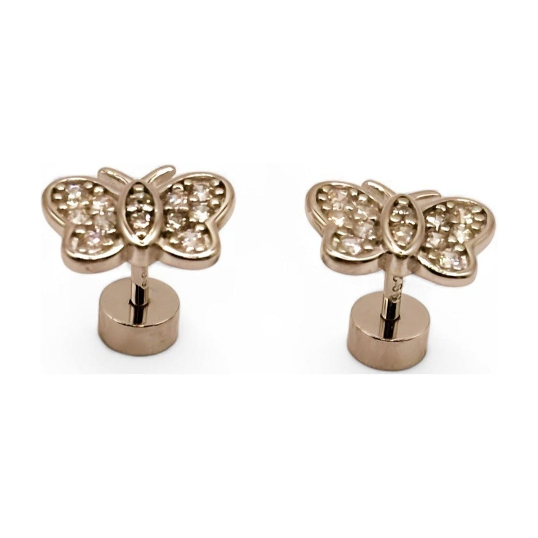 Tiana Joyas - Aros De Mariposa Con Circones Transparentes De Plata 925