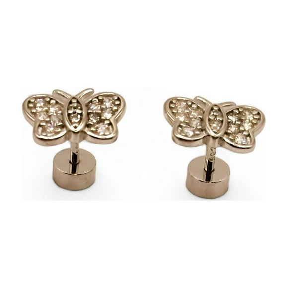 Aros de Mariposa con Circones Transparentes de Plata 925