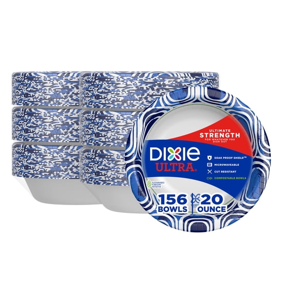 Paper Bowls Dixie Ultra, 590 ml, 26 unidades (paquete de 6), compostables