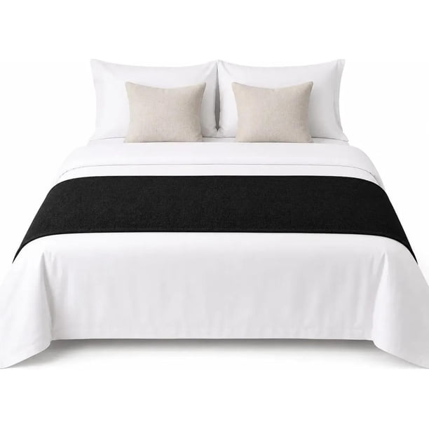 Camino De Cama Cubrecama Elegante Decorativo 40x210cm negro 1.5 plazas