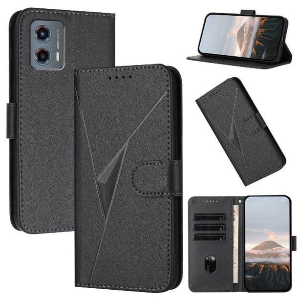 Funda Cartera Fibra de Carbono para Motorola MOTO G 5G 2023 con Soporte y Cierre Magnético Negro