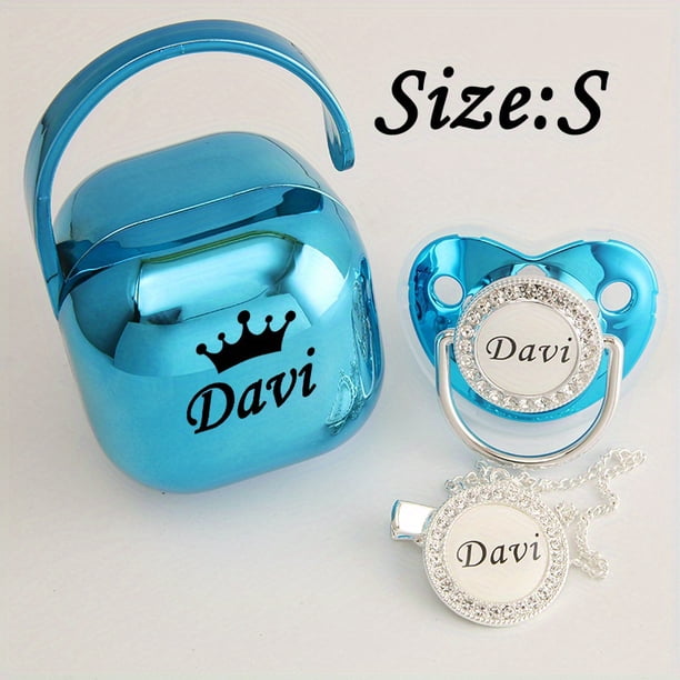 Baby Personalized Pacifier With Name, Pacifier Box Set, Customized Pacifier +Pacifier Clip+ Storage Box For 0-18 Months