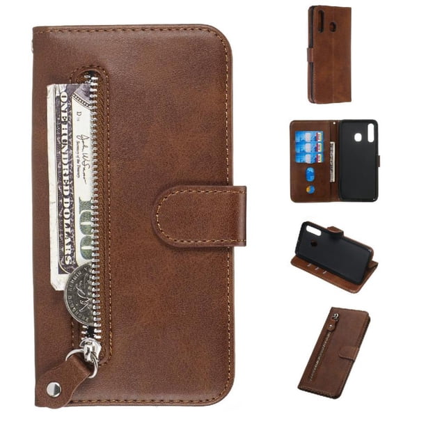 Funda con Cremallera para Samsung Galaxy A20/A30, Carcasa Cartera de Cuero PU con Soporte y Tarjetero