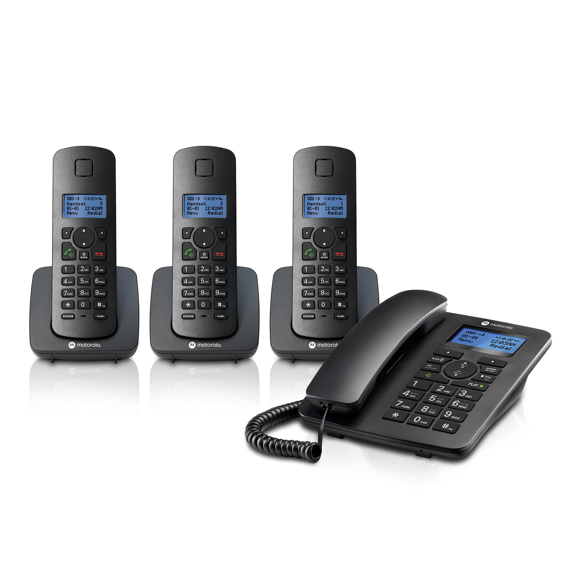 Sistema Telefónico Con Cable Motorola Voice C42 + 3 Auriculares Inalámbricos