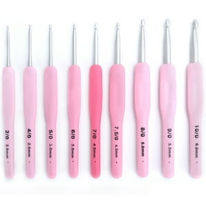 Juego De 9 Piezas De Ganchillo Con Mango Suave De Color Rosa, Herramienta Para Tejer Suéteres Hechos A Mano, Accesorios Para Tejer
