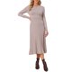 thumbnail image 1 of INSPIRE CHIC Vestido Suéter de Mujer Otoño 2026 Manga Larga Cuello Redondo Elástico Acanalado Plisado Línea A Elegante Vestidos Midi L Caqui, 1 of 6