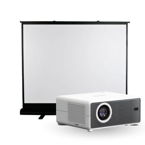 Proyector Portatil Hexa 8000Lm + Telón Elevacion 100"" Levo