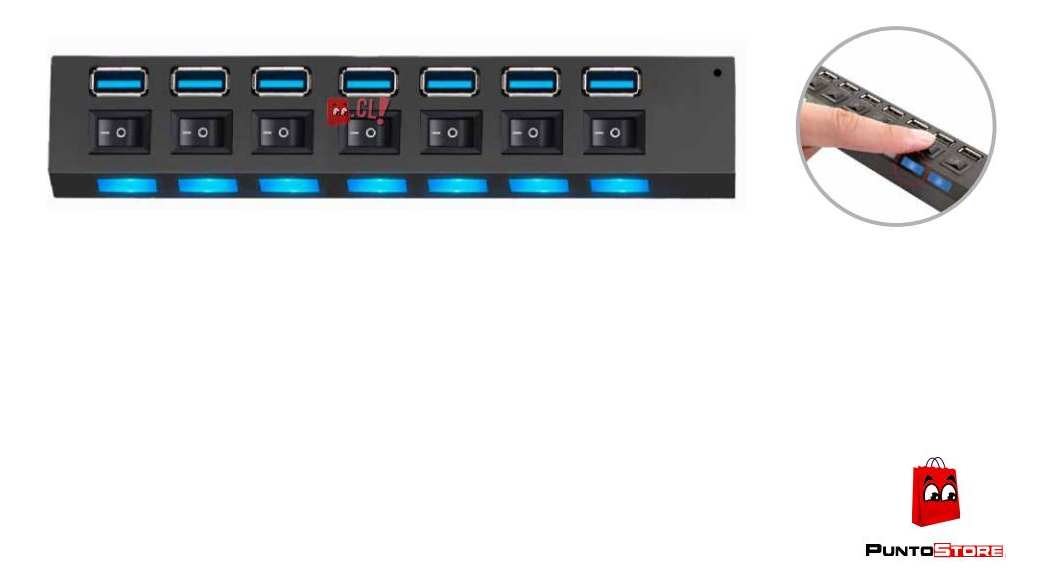 Tecnolab - Hub Usb 7 Puertos Con Interruptores Independientes - Ps