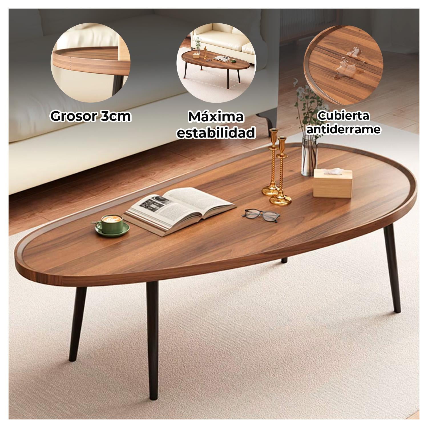 Global Latin Group - Mesa De Centro En Madera Y Metal – Diseño Sofisticado Y Funcional Negro